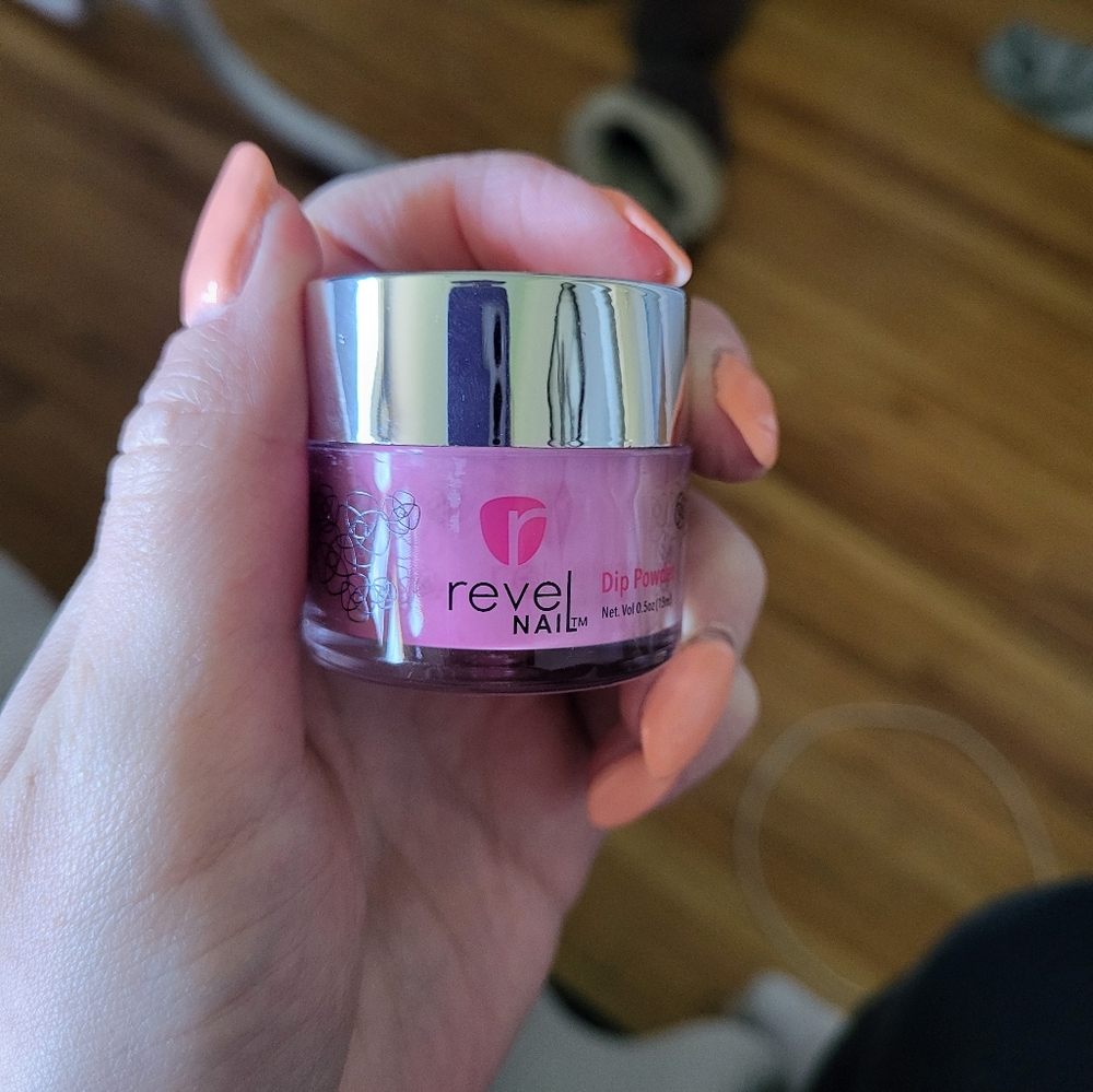 Hot pink shimmery nail dip